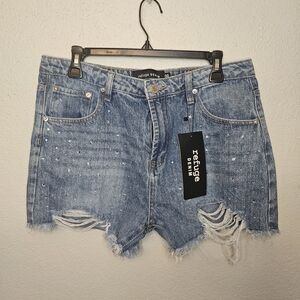 Gem Distressed Ripped Jean Shorts Women's Sz 9